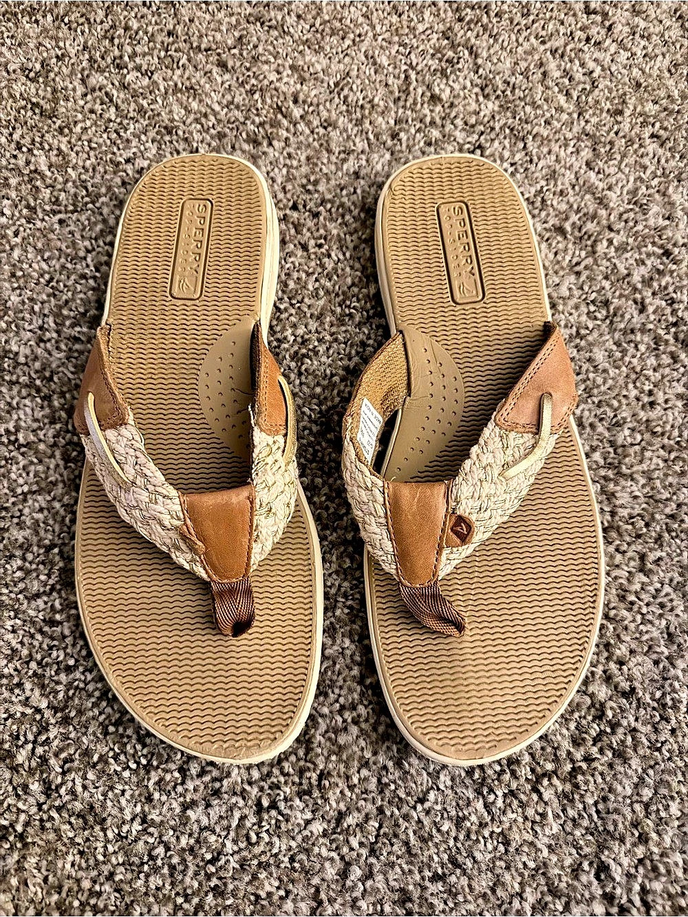 Sperry Flip Flop Sandal Brown & Cream US 8.5M